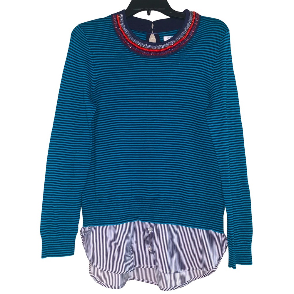 Crown & Ivy Striped and beaded long sleeve shirt size S